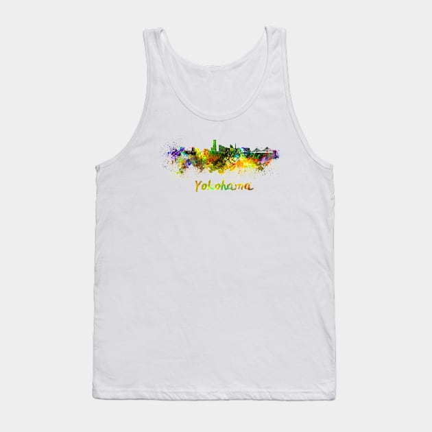 Yokohama skyline in watercolor Tank Top by PaulrommerArt